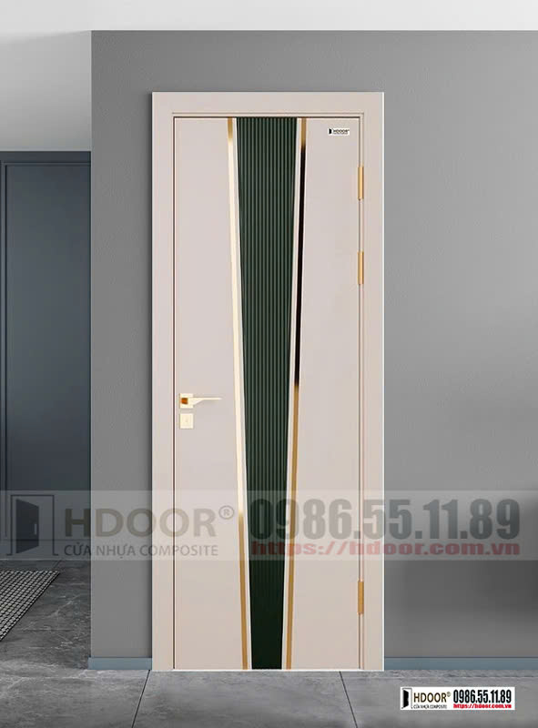 Cửa nhựa composite cao cấp HDOOR® với tạo hình nẹp vàng